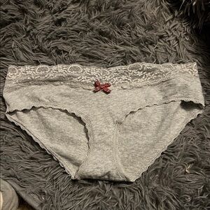 Gray Lace Trim Women's Panties